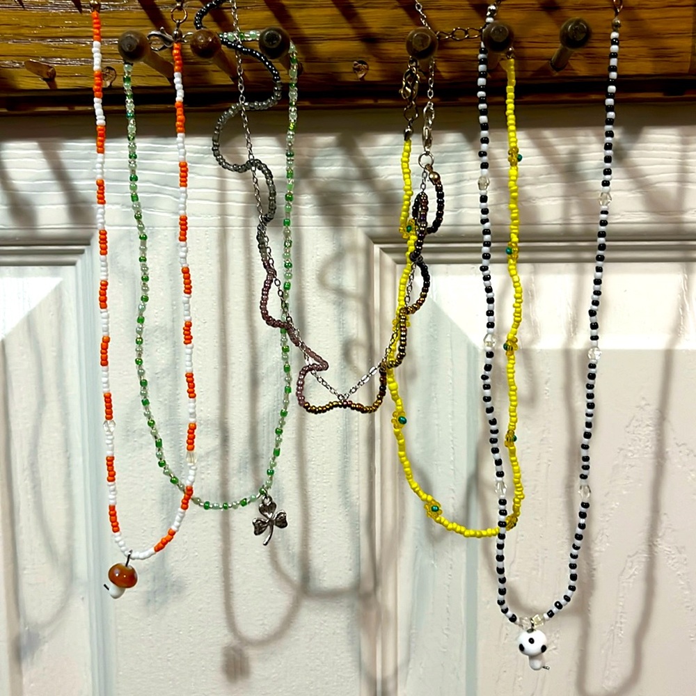 Beaded Necklaces Charm Set of 5 Adjustable to fit for any size